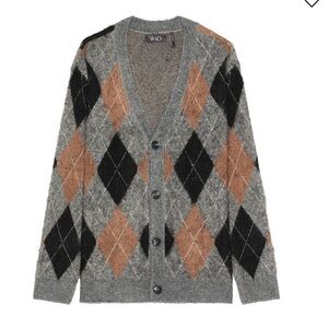 WAO Oversized Argyle Cardigan